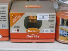 Gardeco deco fire decoration flame with gel burner, new and boxed