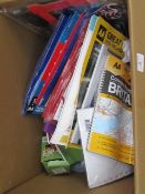 Box of approx 15x various items including atlas' folders, exercise books and more, all unchecked