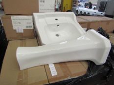 Rochester traditional style 1TH basin with full pedestal to match. New & boxed (2x boxes).