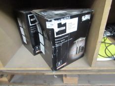 2x Homebase stainless steel wall lights, both untested and boxed.