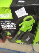 Draper 230v garden vacuum blower and mulcher, tested working and boxed