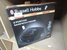 Russell Hobbs 2 portion sandwich maker, tested working and boxed.