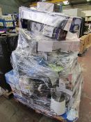 Pallet containing approx 40x various household electricals, all salvage.