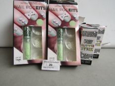 13 x items being 8 x rock beauty nail rockets and 5 x chubby glitter sticks , boxed.