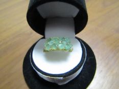 Ring set with 13 Natural Brazilian Emeralds. This stunning ring is a perfect gift for valentines.