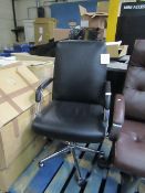 Black leather office chair.