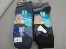 6 X Mens Design socks size 6-11 new in packaging