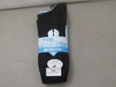 2 x packs of 3 ladies fresh feel cotton lycra socks sizes 4-6 1/2 , new and packaged,