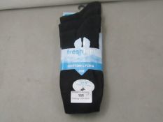 2 x packs of 3 ladies fresh feel cotton lycra socks sizes 4-6 1/2 , new and packaged,