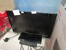 Black Toshiba 19" TV with stand and remote (19DL833) , tested working and boxed.