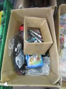 Box of approx 15x various kids items including pens and various drinking bottles, all unchecked