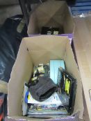 2x boxes containing (overall both together) Approx 16x various items such as headphones, screen