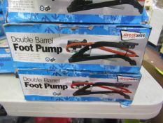 5x Streetwize double barrel foot pumps, all unchecked and boxed