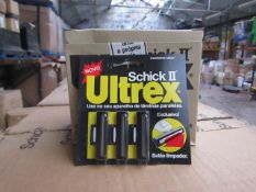 24x Packs of 3 Ultrex razor blades, all new and packaged.