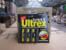 24x Packs of 3 Ultrex razor blades, all new and packaged.