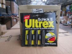 24x Packs of 3 Ultrex razor blades, all new and packaged.