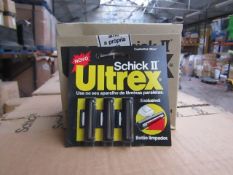 24x Packs of 3 Ultrex razor blades, all new and packaged.