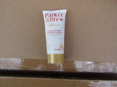 100x 30ml Parker and Drew hand and body lotion, all new and boxed.