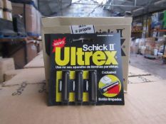 24x Packs of 3 Ultrex razor blades, all new and packaged.