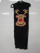 Black sleeveless dress with Rudolph face, size: XXL.