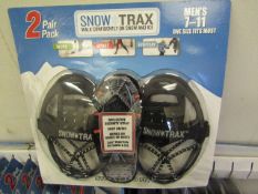 2 x packs of Snow Trax Snow Grippers 2 pairs per pack Mens size 7 - 11 new & packaged
