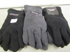 3 pairs of Mens Fleece Gloves with Lining new & packaged