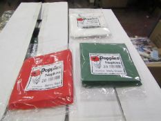 4 boxes of 30 packs of 20 poppies napkins 33 x 33cm , boxed.