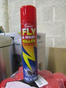 12 x 300ml fly and wasp spray killer , packaged.