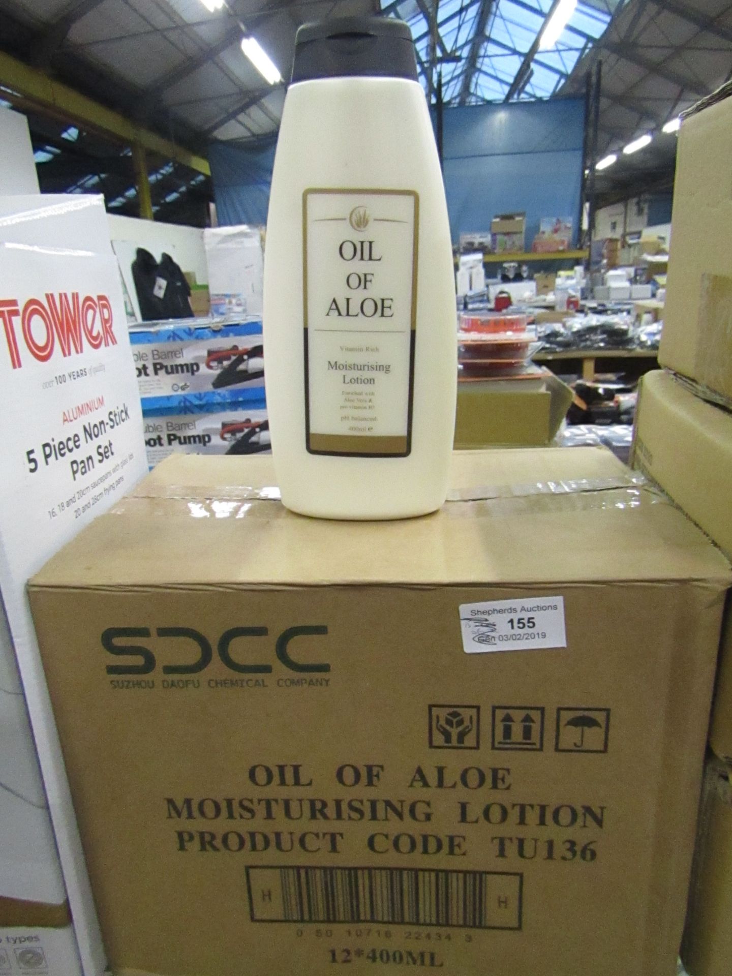 Box of 12 x 400ml Oil of Aloe moisturising lotion product , new and boxed.