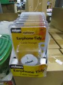 4 x boxes of earphone tidy cable storage , boxed.