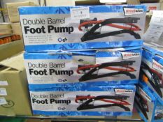 3 x double barrel foot pump , unchecked and boxed.