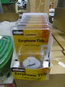 6 x boxes of earphone tidy cable storage , boxed.