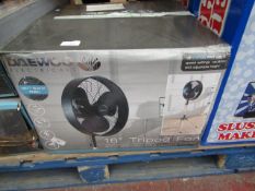 Daewoo 16" tripod fan, unchecked and boxed