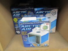5x Arctic Air personal space coolers, all untested and boxed.