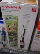 Morphy Richards 9 in 1 upright handheld steam cleaner, powers on and boxed