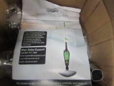 Easy steam mop system, powers on and boxed