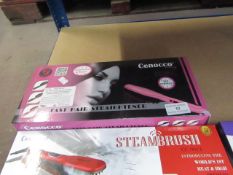 Cenocco Steambrush fast hair straightener, tested working but has euro plug.