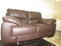Costco Brown leather 2 seater sofa, no major visible damage