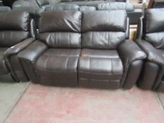 Polaski 2 seater manual reclining leather sofa, both reclining parts work