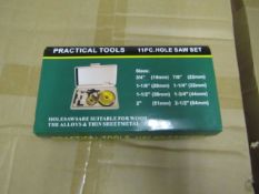 Practical Tools 11 piece Hole saw set, in carry case, new