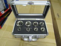 8 piece hole saw set with built in Arbour, new and comes in metal carry case