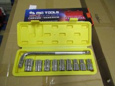 MLG Tools 10 piece Chrome Vanadium Socket set, new in carry case