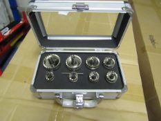 8 piece hole saw set with built in Arbour, new and comes in metal carry case