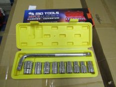 MLG Tools 10 piece Chrome Vanadium Socket set, new in carry case