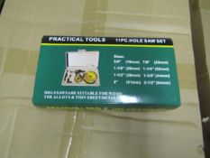 Practical Tools 11 piece Hole saw set, in carry case, new