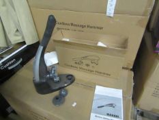 Cordless handheld massage hammer with various head attachments. New & boxed