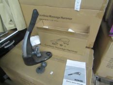 Cordless handheld massage hammer with various head attachments. New & boxed