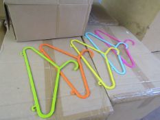 Box of 100 small multi coloured coat hangers, new