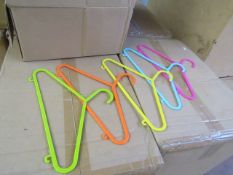 Box of 100 small multi coloured coat hangers, new