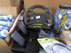 Dual force steering wheel and pedals game accessory for Playstation 2